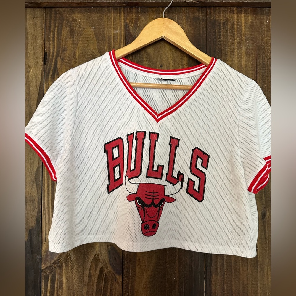 White Bulls Mesh Crop Top